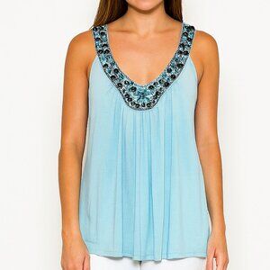 Blue beaded Racer Back  Top